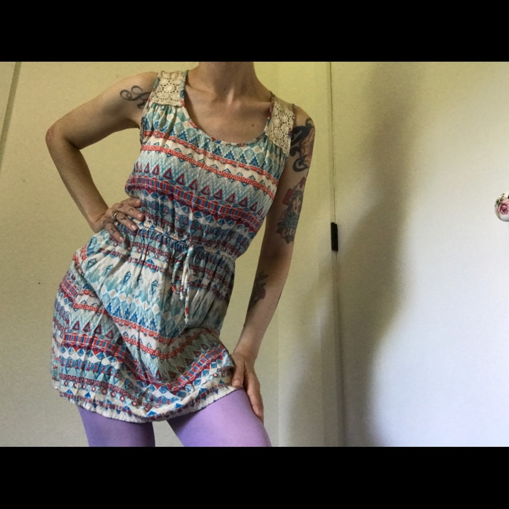 Forever 21 Aztec & Lace Print Dress